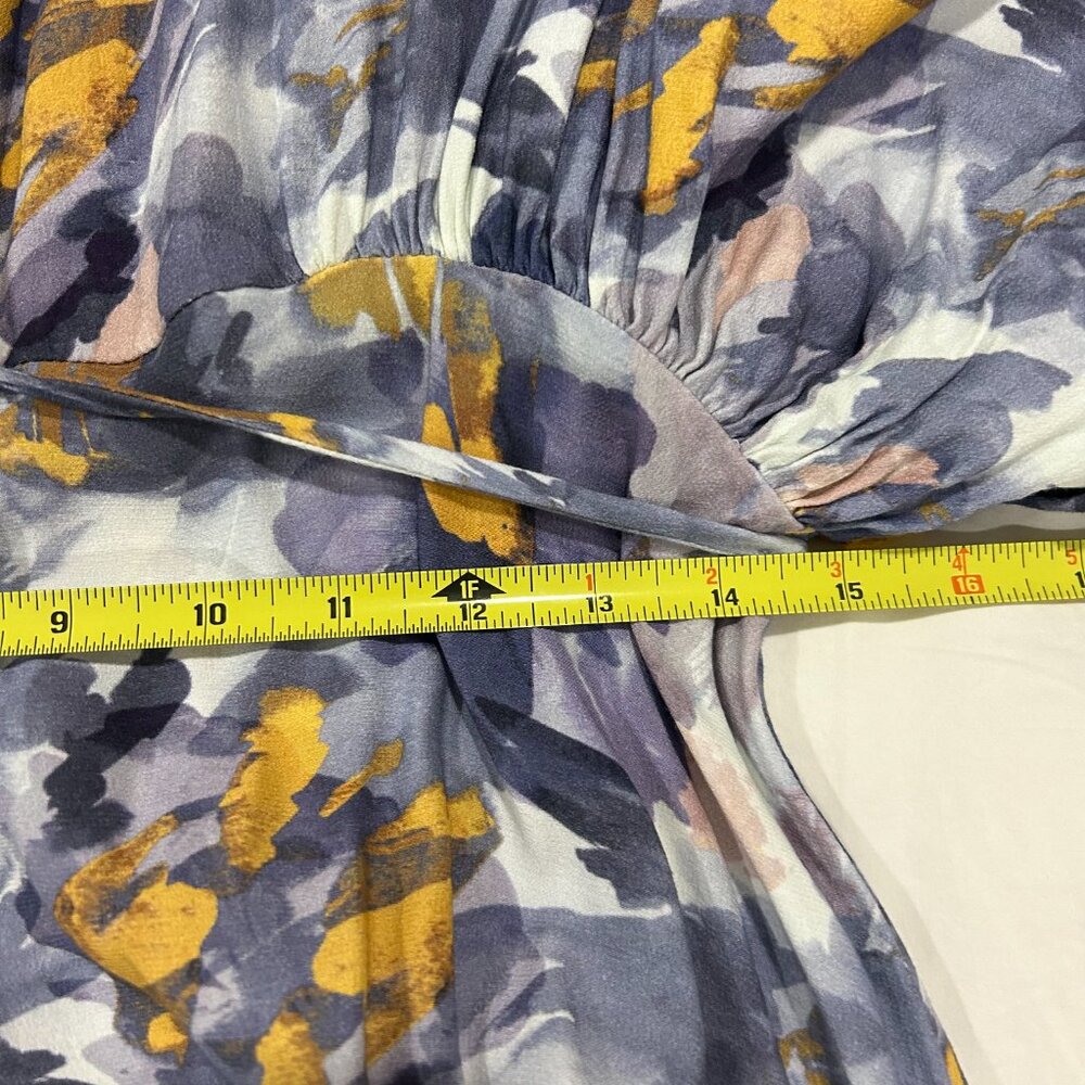 Floral Watercolor Wrap Mini Dress - Purple/Yellow - Picture 10 of 13
